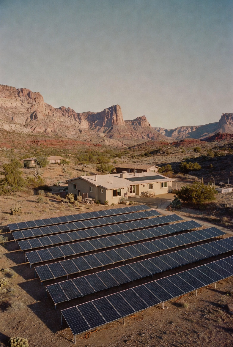 Desert home with ground-mount solar array