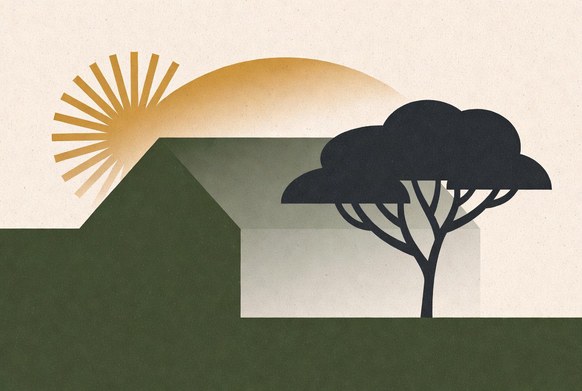 Illustration of roof shading from trees and obstructions