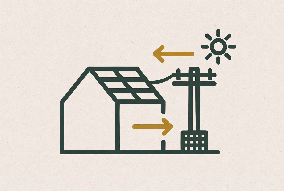 Illustration of net metering between home and grid